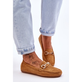Mocassins en daim classiques ornés de camel Arla brun 1