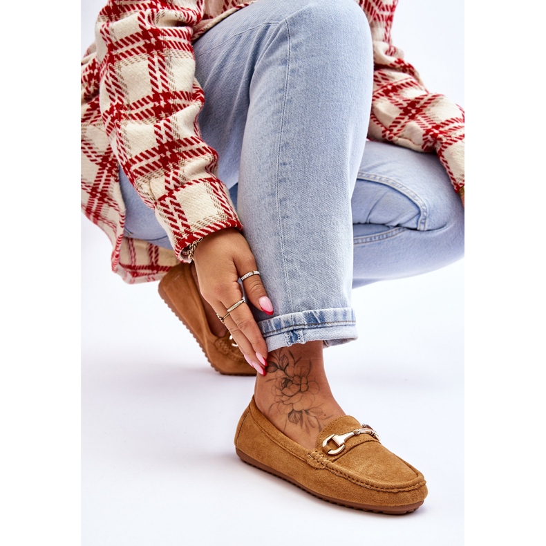 Mocassins en daim classiques ornés de camel Arla brun 2