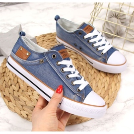 Baskets à lacets en jean American Club 28/22 brun bleu 1