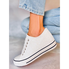 PA1 Baskets compensées à paillettes Blanc marbré 1