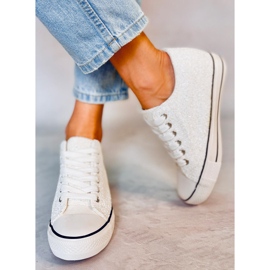 PA1 Baskets compensées à paillettes Blanc marbré 2
