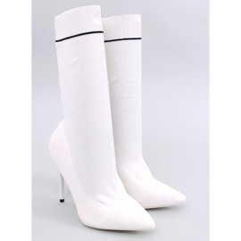 PA1 Moody Bianco bottes à talon chaussette blanche 2
