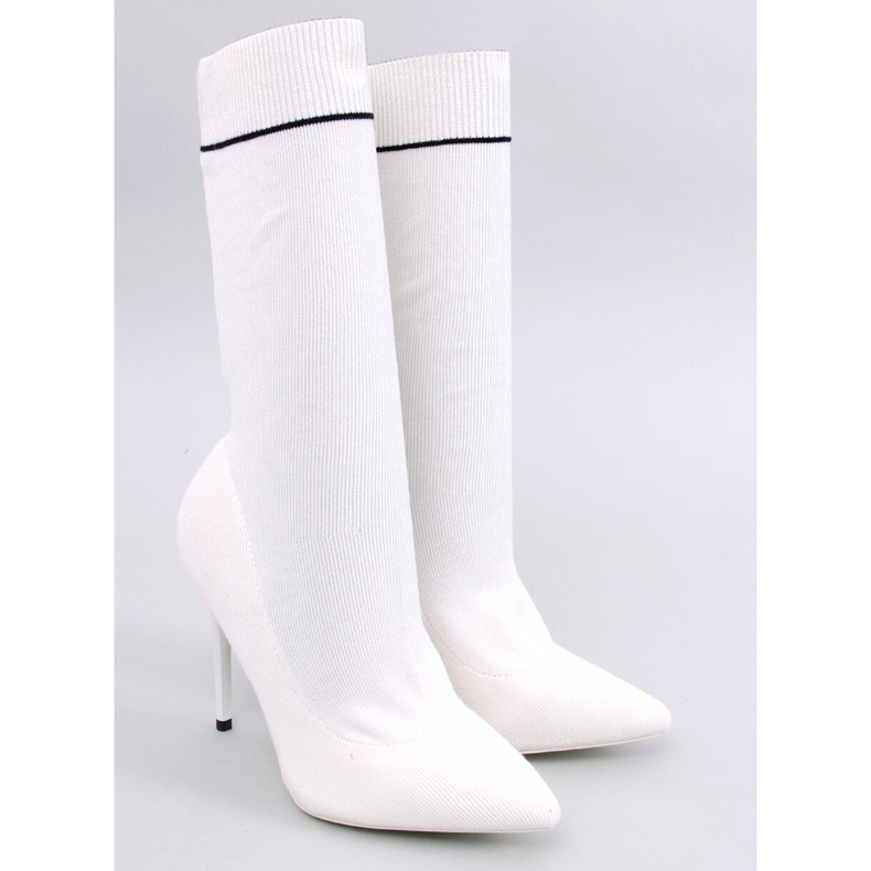 PA1 Moody Bianco bottes à talon chaussette blanc 2