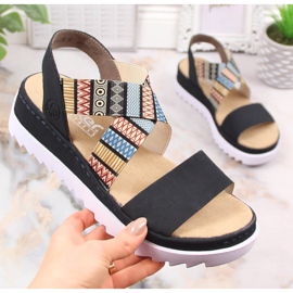Sandales compensées confortables pour femmes multicolore Rieker V44G8-14 8
