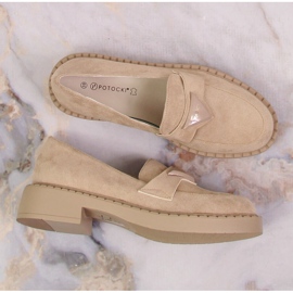 Potocki SZ12003 mocassins en daim à talons et plateforme beige 3