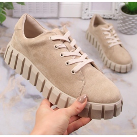 Potocki SZ12005 chaussures à plateforme en daim beige 2