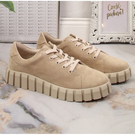 Potocki SZ12005 chaussures à plateforme en daim beige 3