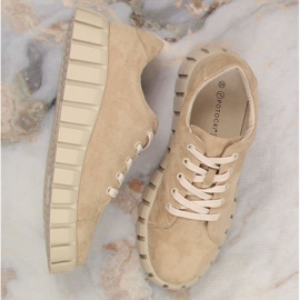 Potocki SZ12005 chaussures à plateforme en daim beige 4