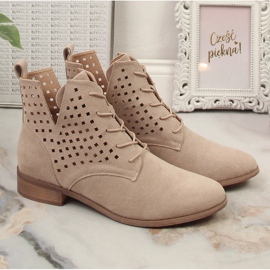 Bottines plates ajourées en daim beige Potocki SZ12089 2