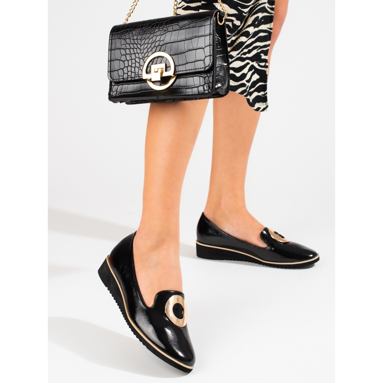 Mocassins Shelovet noirs vernis le noir 1