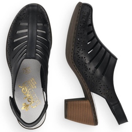 Sandales à talons hauts confortables en cuir pour femmes Rieker 40959-00 noir 2