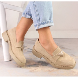 Potocki SZ12003 mocassins en daim à talons et plateforme beige 4