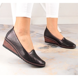 Chaussures compensées ajourées noir brillant femme Potocki SZ12018 le noir 5