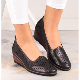 Chaussures compensées ajourées noir brillant femme Potocki SZ12018 le noir 6