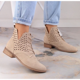 Bottines plates ajourées en daim beige Potocki SZ12089 5