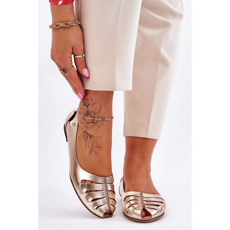 Lemar Ballerines Confortables en Cuir pour Femme Golden Luka doré 1