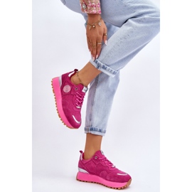 Chaussures de sport à plateforme en daim pour femmes GOE LL2N4002 Fuchsia rose 4
