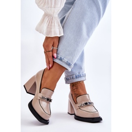 S.Barski Escarpins Confortables Sur Talons Massifs Beige Julien 2