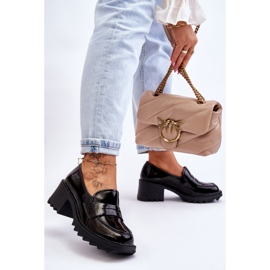 S.Barski Escarpins mocassins à talons vernis Black Jay noir 2