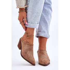 BM Chaussons Cowboy en Daim pour Femme Beige Romina 1