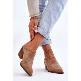 BM Chaussons Cowboy en Daim pour Femme Beige Romina 2