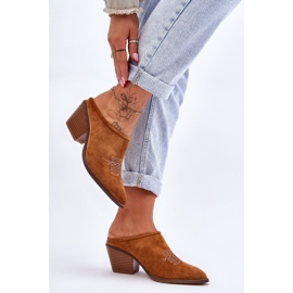 BM Chaussons Romina Cowboy en daim camel pour femmes brun 3