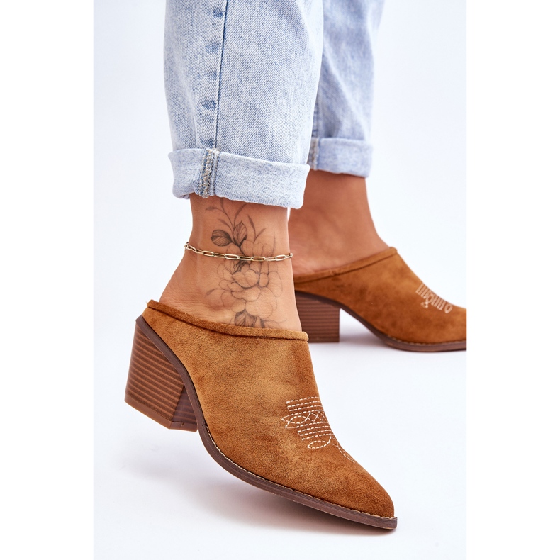 BM Chaussons Romina Cowboy en daim camel pour femmes brun 2