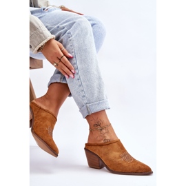 BM Chaussons Romina Cowboy en daim camel pour femmes brun 5