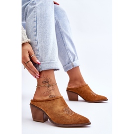 BM Chaussons Romina Cowboy en daim camel pour femmes brun 6