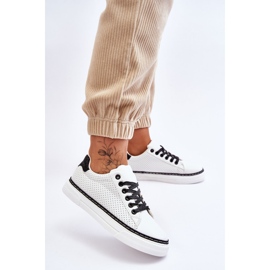 BM Baskets Basses Perforées Pour Femme Blanc Et Noir Daxton 2