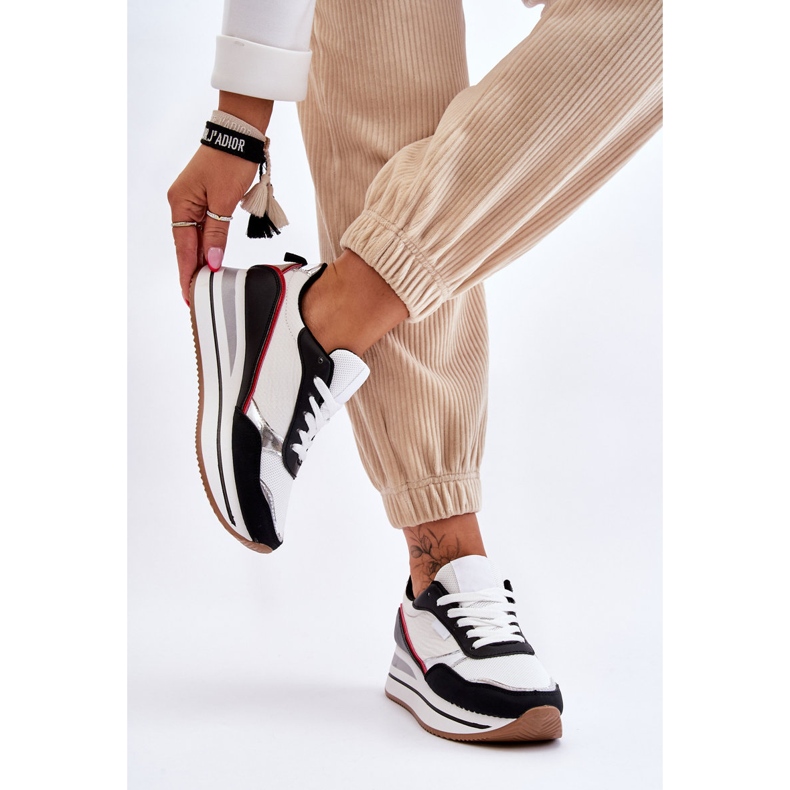 BM Baskets compensées et plateformes pour femmes blanches et noires Allen 2