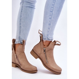 BM Bottes en cuir à talon plat pour femmes Beige Artemis 2 BM Bottes en cuir à talon plat pour femmes Beige Artemis 2