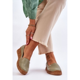 Lemar Espadrilles compensées en cuir pour femmes Vert Hadlee 2