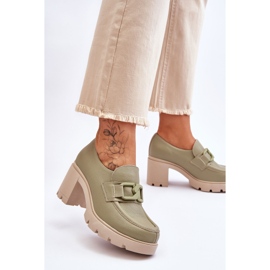 Lemar Brogues élégantes sur le talon avec décoration Harmell verte 2
