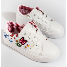 W. Potocki Baskets blanches pour fille avec un papillon Potocki 1