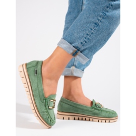 SHELOVET Mocassins femme en daim vert Shelobvet 4