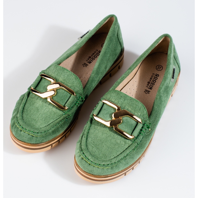 SHELOVET Mocassins femme en daim vert Shelobvet 1