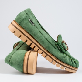 SHELOVET Mocassins femme en daim vert Shelobvet 3