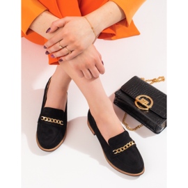 Mocassins classiques avec une chaîne Shelovet en daim noir le noir 2