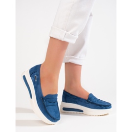 Mocassins femme semelle épaisse Shelovet bleu 1 Mocassins femme semelle épaisse Shelovet bleu 1