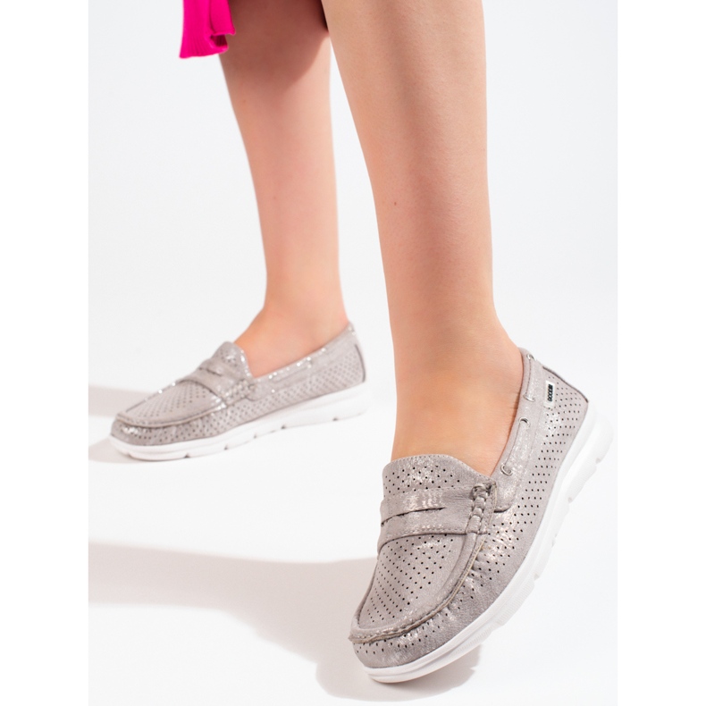 Mocassins en daim gris Shelovet, femmes 1 Mocassins en daim gris Shelovet, femmes 1