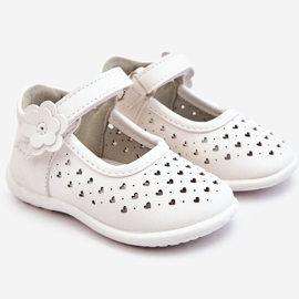 PA1 Ballerines enfant hautes ajourées à scratch Blanc Jianna blanche 1