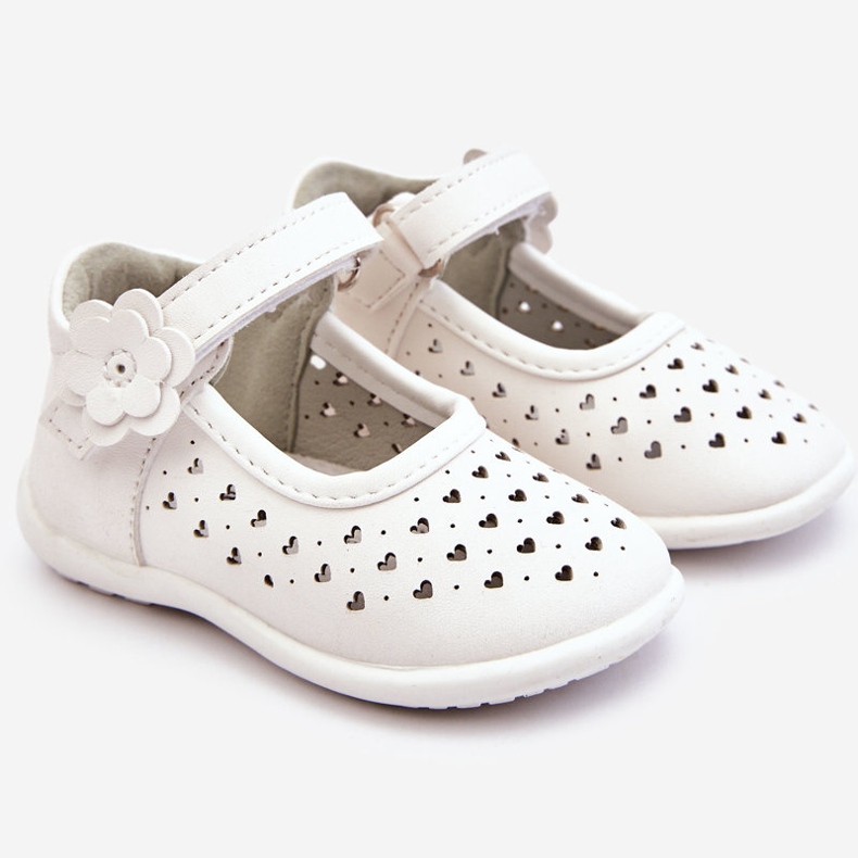 PA1 Ballerines enfant hautes ajourées à scratch Blanc Jianna 1