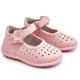 PA1 Ballerines enfant hautes ajourées à scratch rose Jianna 6
