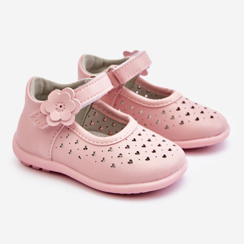 PA1 Ballerines enfant hautes ajourées à scratch rose Jianna 1
