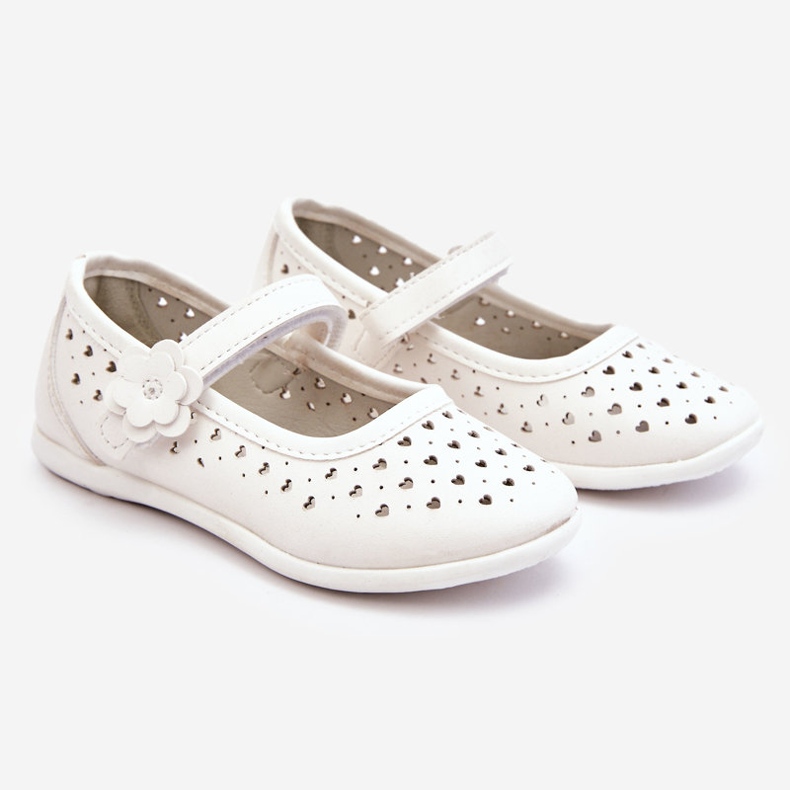 PA1 Ballerines Enfant Ajourées Blanc Lenna blanche 1