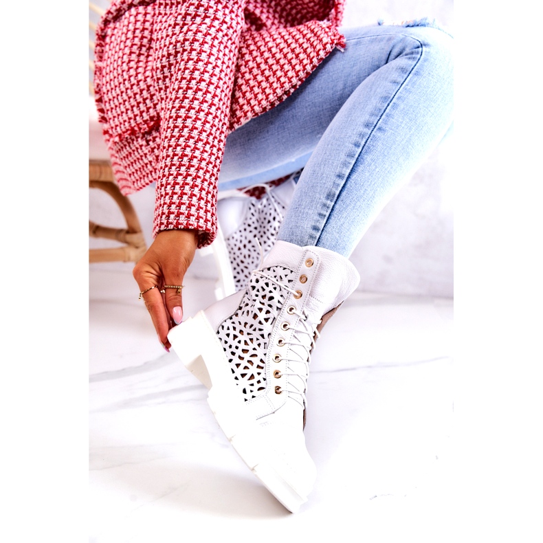 FILIPCZYK Bottines en cuir ajouré Aileen blanc blanche 3