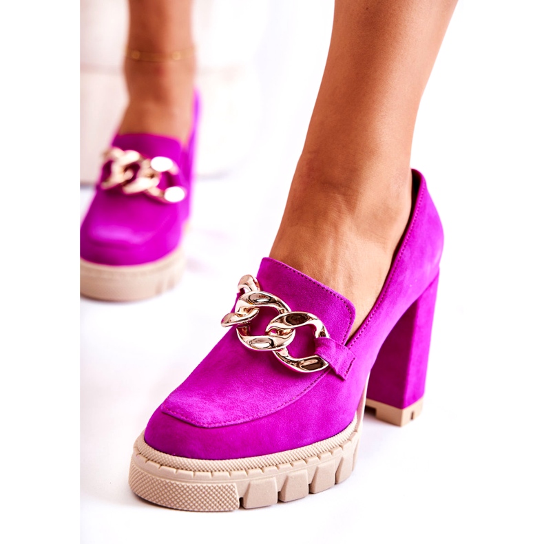 Escarpins à la mode sur la plate-forme et une barre Lewski Shoes 3197 Fuchsia violet rose 4