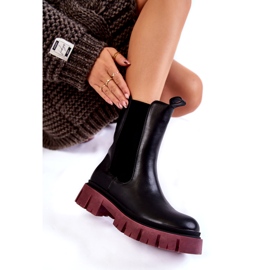 PE1 Bottes de travail à plateforme pour femmes Noir-Claret Aliana 4