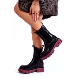 PE1 Bottes de travail à plateforme pour femmes Noir-Claret Aliana le noir 3